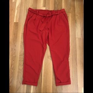 Tapered crepe pants - Red